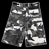 2AM ESSENTIALS 001 — SNOW CAMO CARGO SHORTS